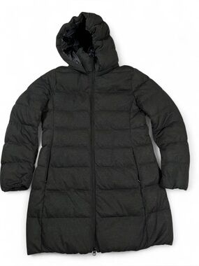 Uniqlo Down Coat Womens S‎ Black Hooded Long Puffer Jacket Parka Warm Winter